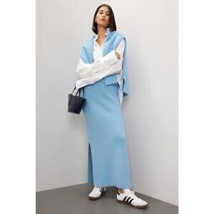 Suboo Blue Isla Knit Maxi Skirt Size S with Fabric Pull